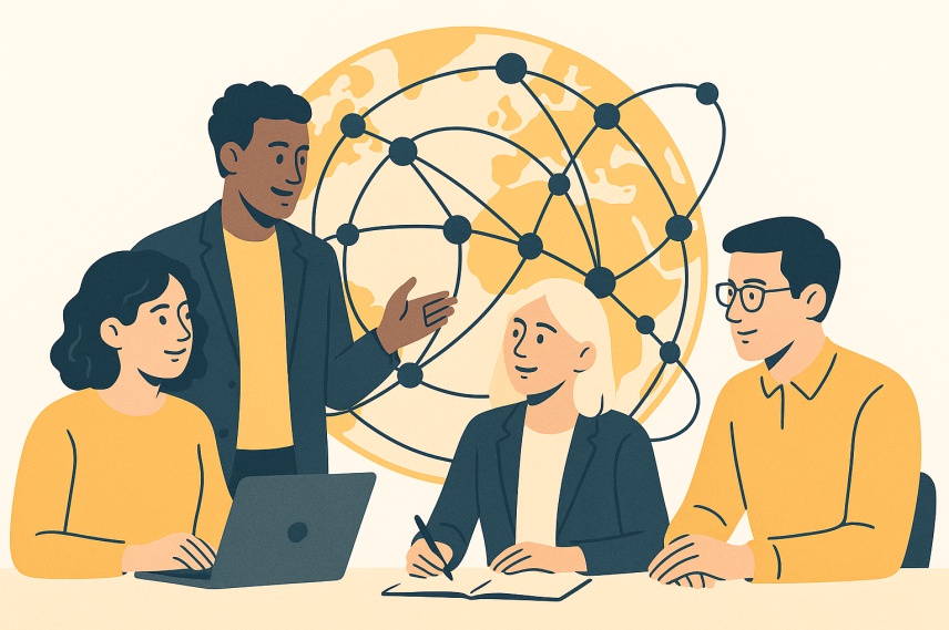 Modern tax consulting and legal team illustration